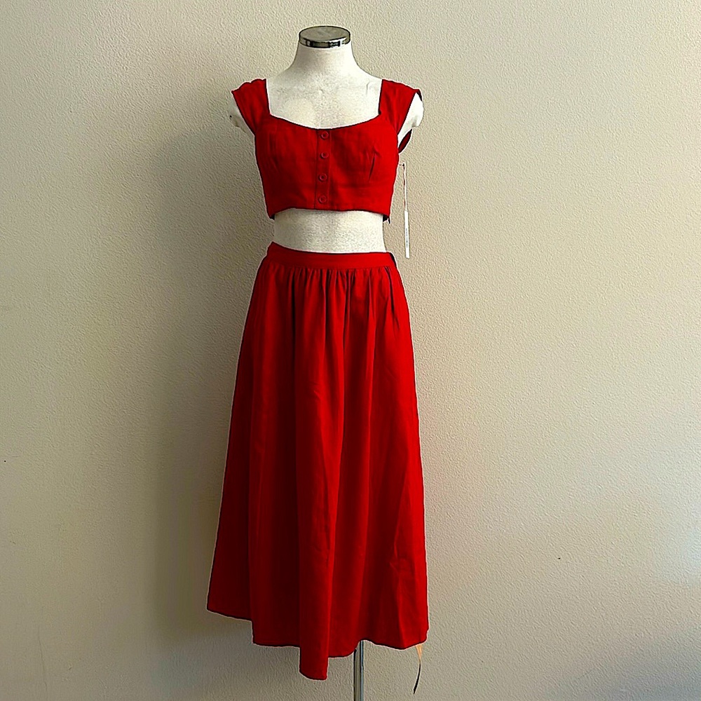 Reformation Red Linen 2 piece (NEW WITH TAGS)